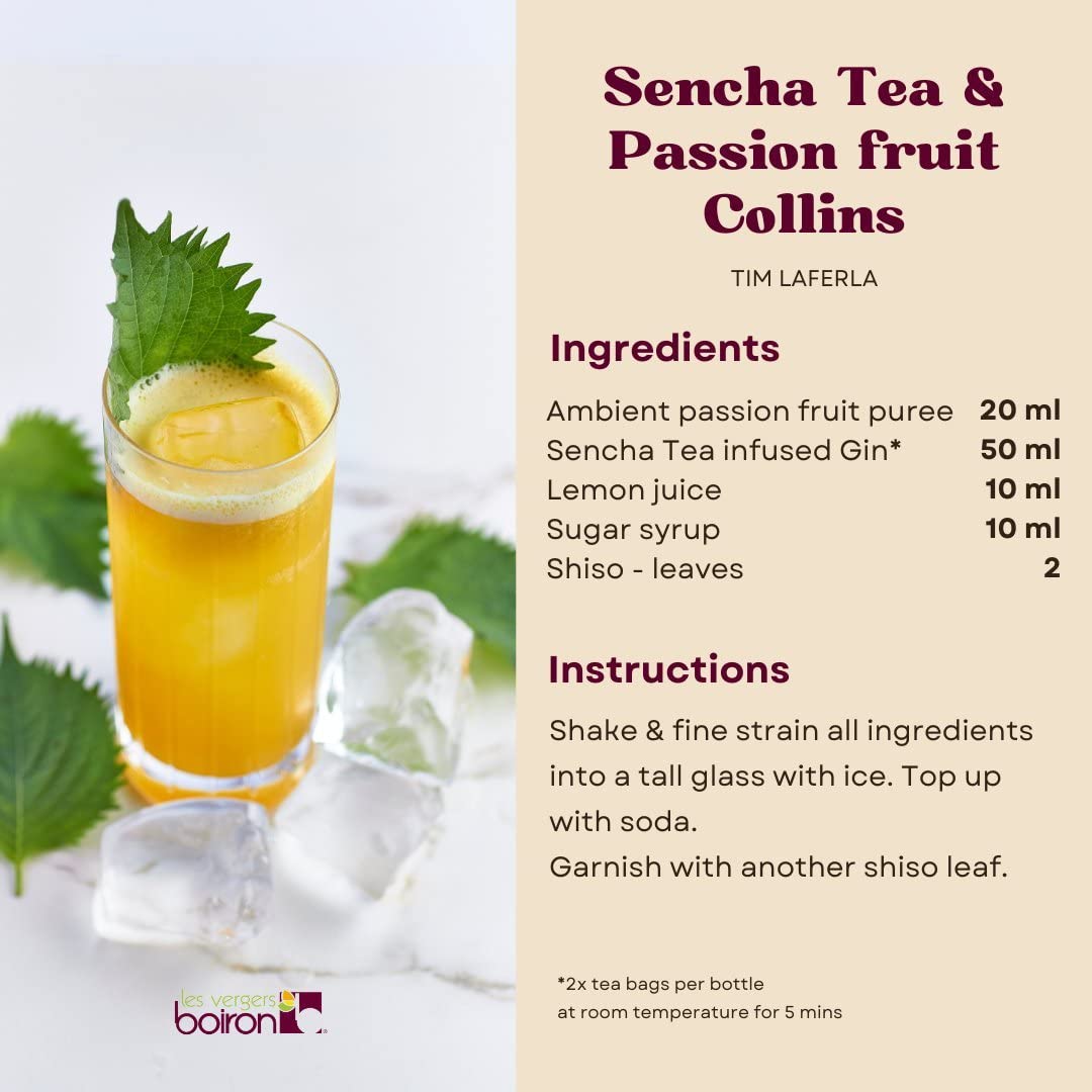 Smooth pour of Les Vergers Boiron passion fruit puree for sauces and smoothies.