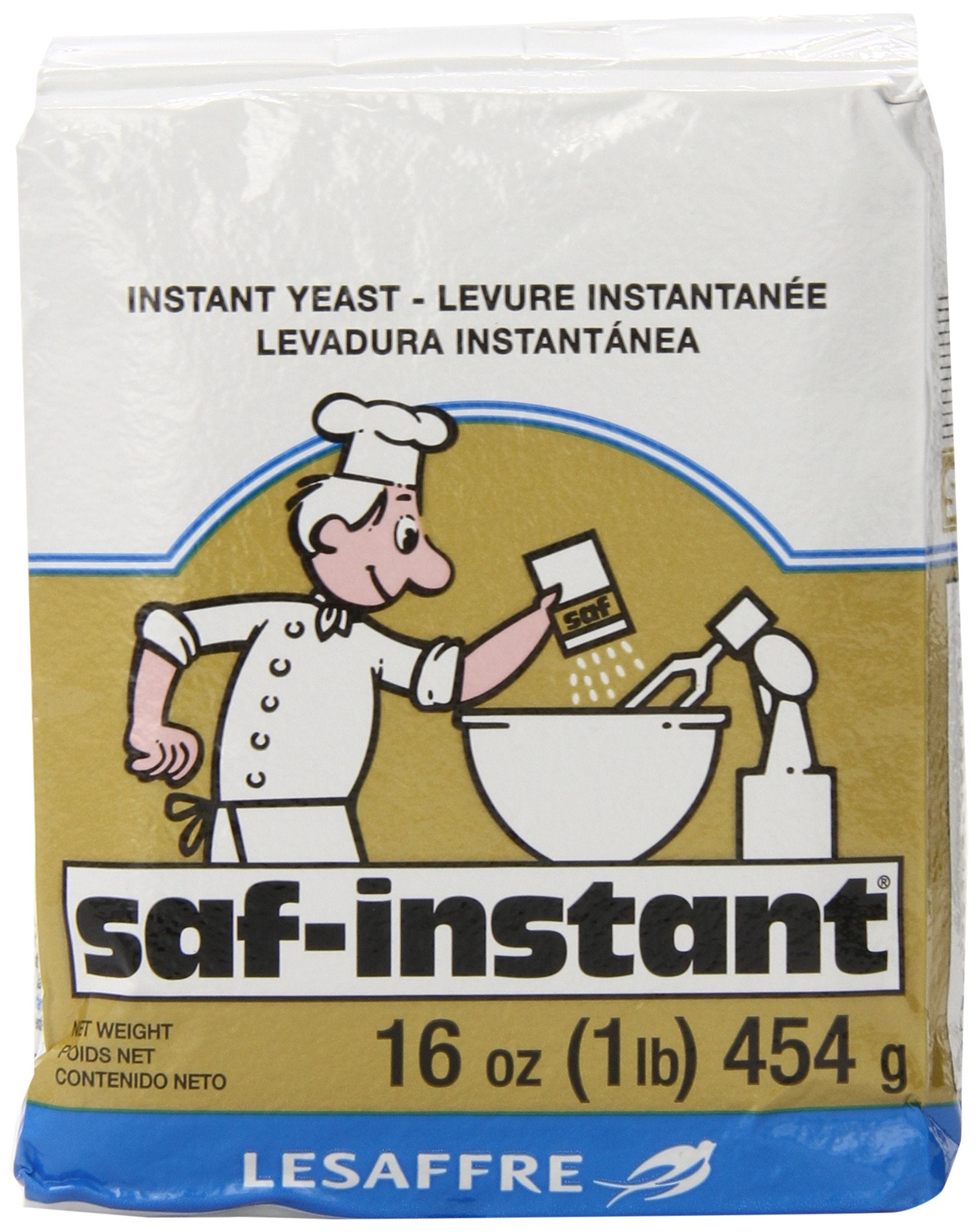 LeSaffre Saf-Instant Gold 1lb packaging keeps yeast fresh for quick bread prep