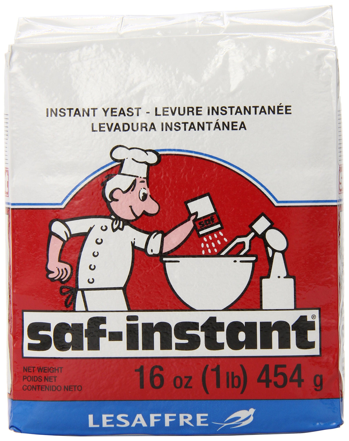 LeSaffre Saf-Instant yeast red 2lb bag ready for reliable, fast-rising dough.