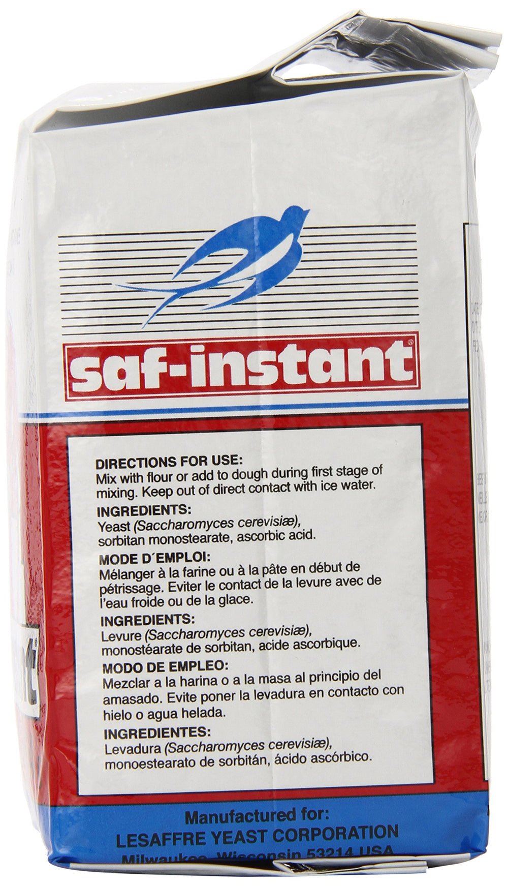 LeSaffre Saf-Instant yeast red close-up shows fine powder ideal for quick baking.