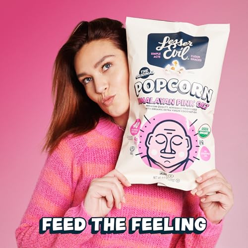LesserEvil air-popped butterfly popcorn texture appears light and fluffy.