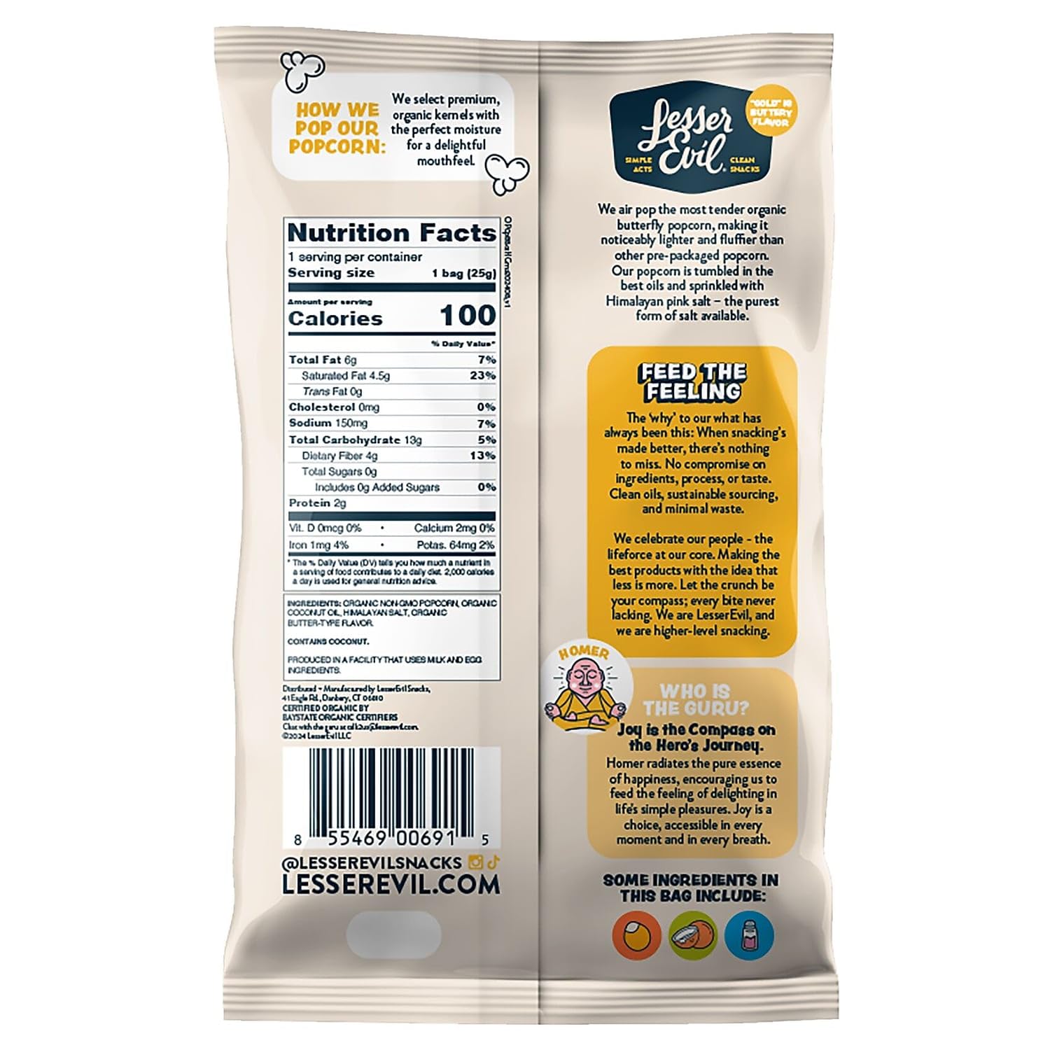 Lesserevil Himalayan Gold popcorn serving ready to share as a dairy-free snack