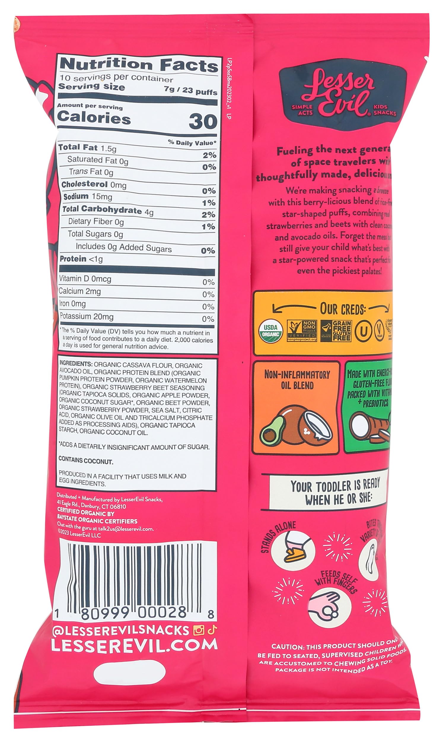 Lil' Puffs texture close-up reveals a light, crispy bite.