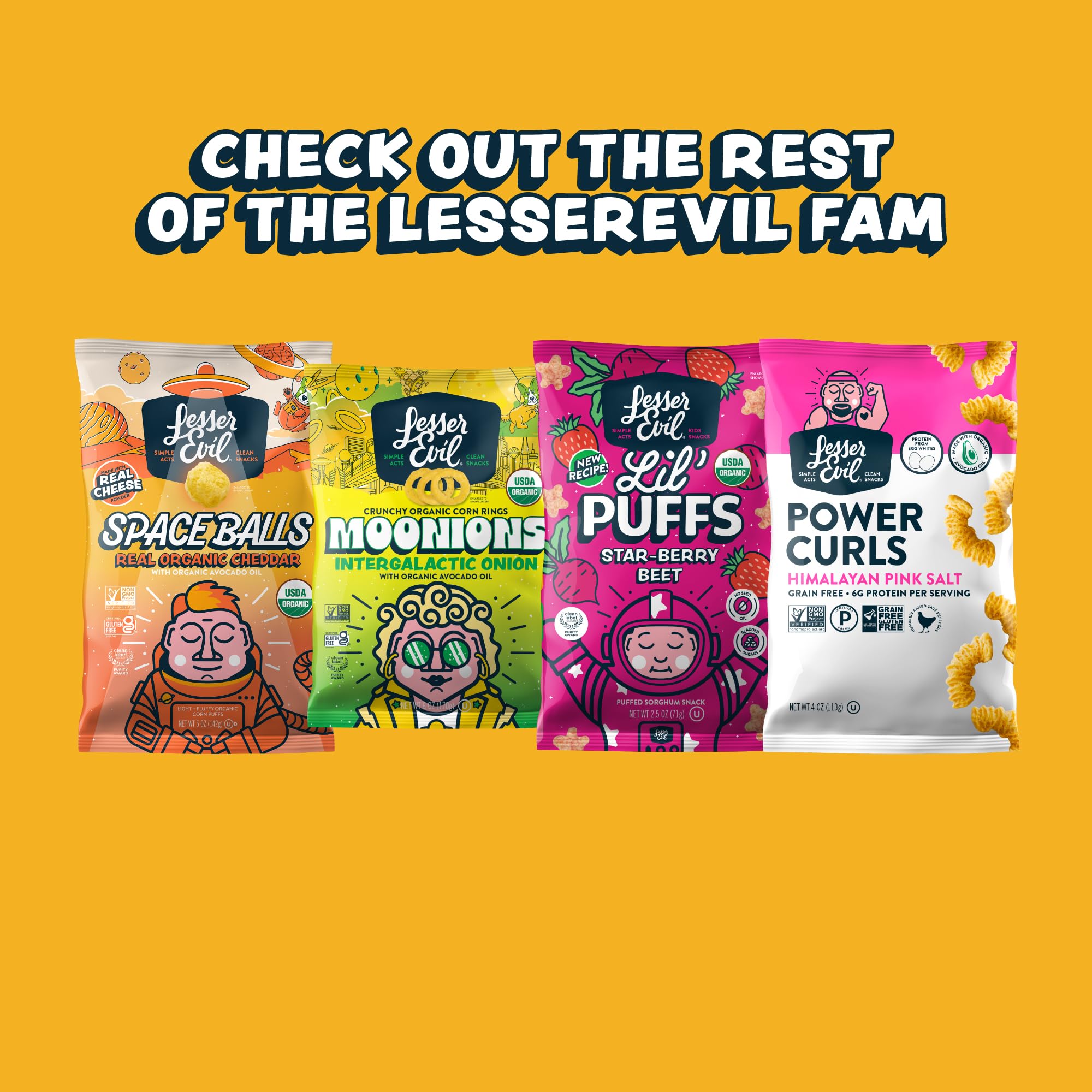 Lesserevil 0.46 oz bag provides a convenient, calorie-conscious snack.