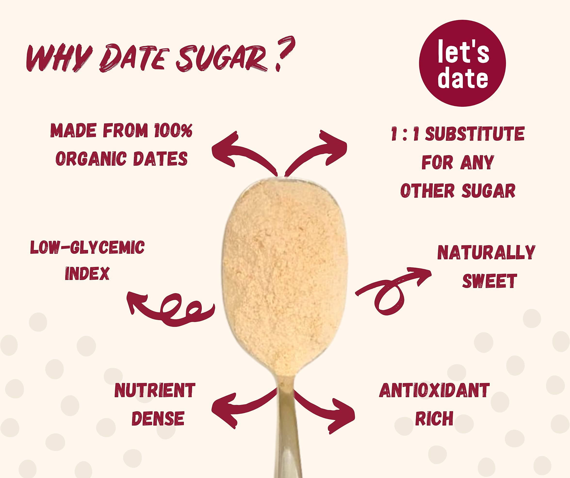 Let’s Date baking cake with date sugar adds depth from fibrous texture.