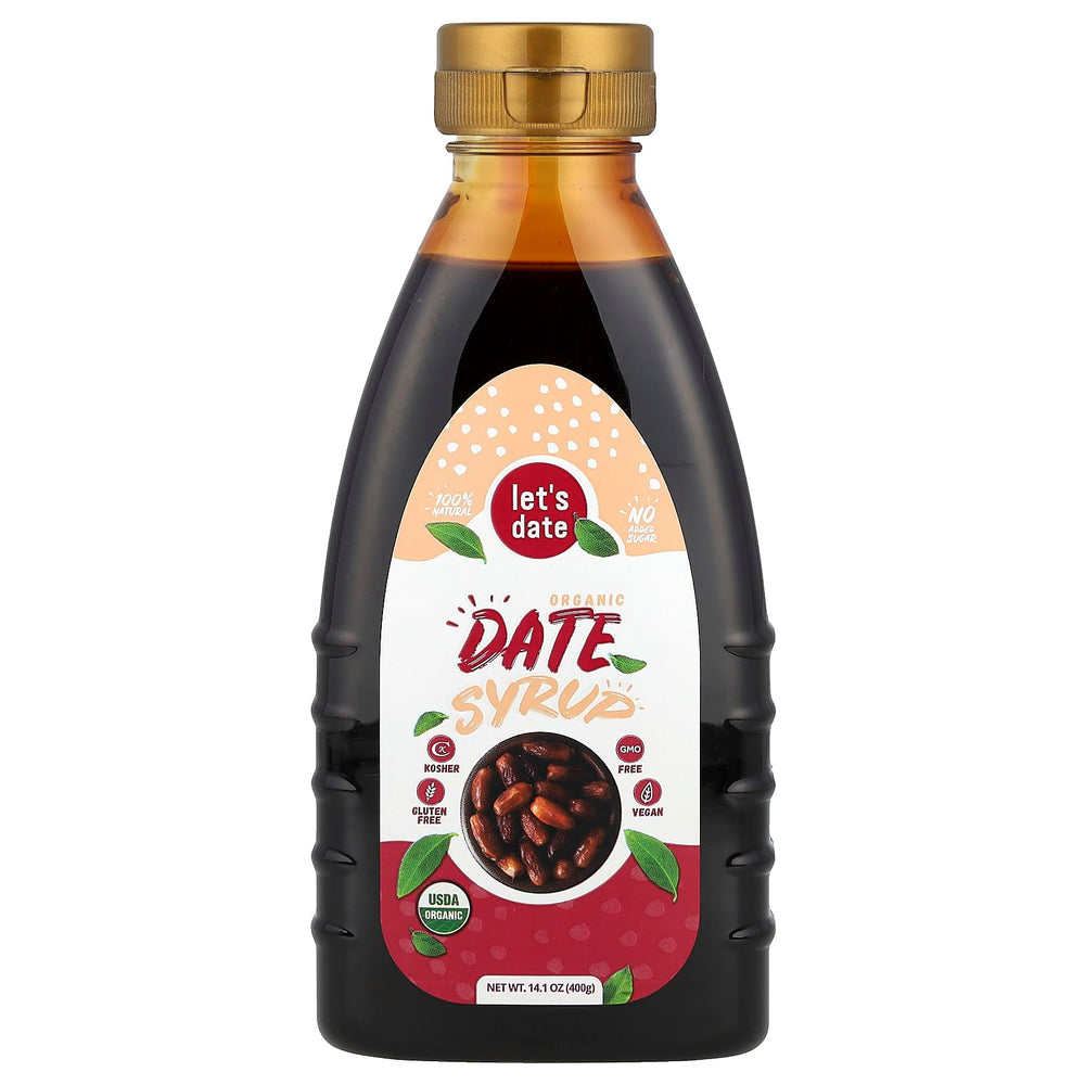 Let’s Date date syrup being poured as natural sweetness for coffee