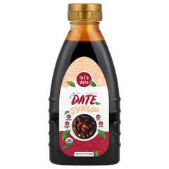 Let’s Date date syrup being poured as natural sweetness for coffee