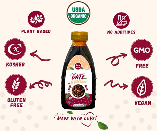 Bottled date syrup over yogurt with berries as a healthier topping