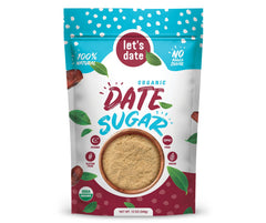 Let’s Date organic date sugar packaging shows preservative-free sweetness for baking.