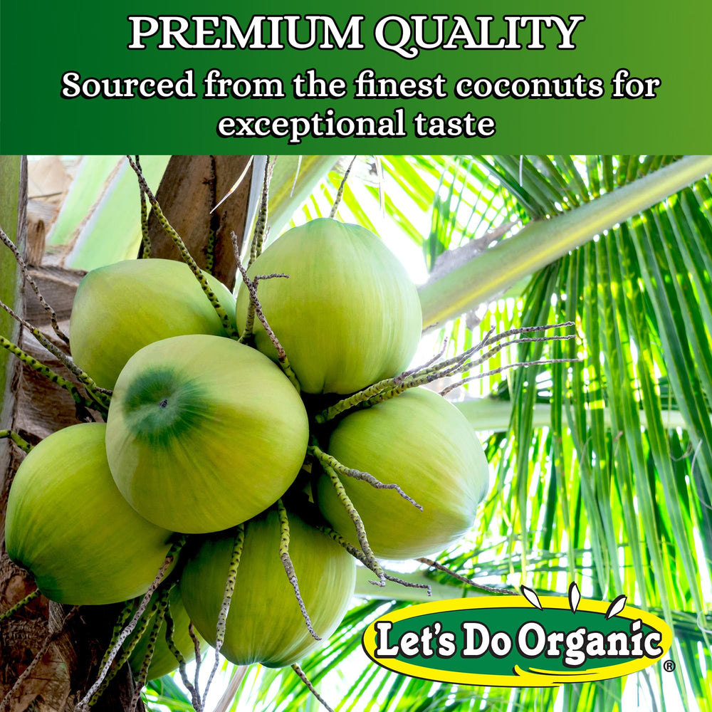 Let's Do Organic shredded coconut unsweetened ingredient table, organic, GMO-free for healthier meals.