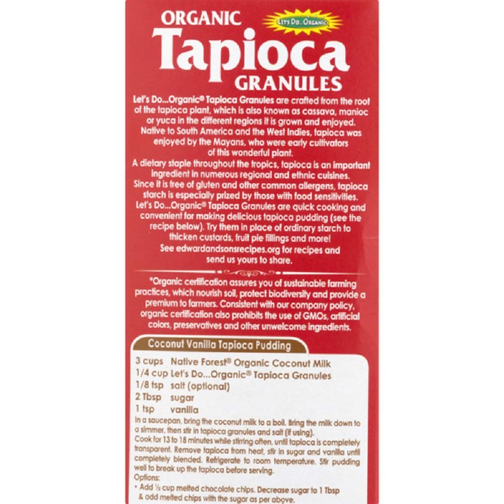 Let’s Do Organic Tapioca Granules measured for baking, gluten-free option.