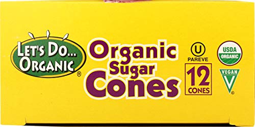 Product display of Let's Do Organic sugar cones with crisp edge view.