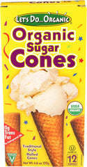 Let's Do Organic sugar cones with a classic rolled texture for crispy ice cream.