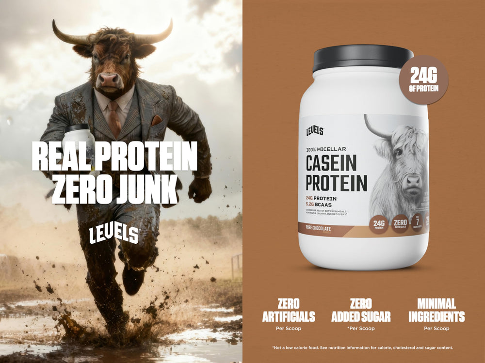 Levels Chocolate Casein shaker ready for quick, smooth post-workout mixing.