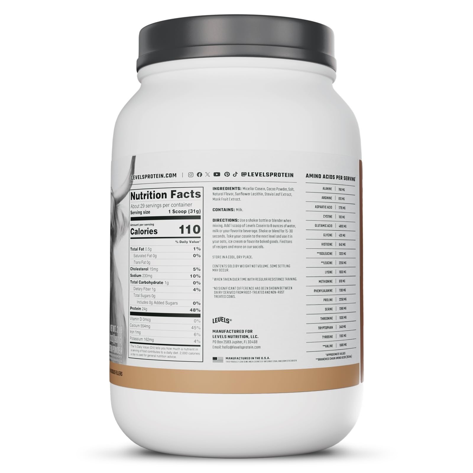 Levels No added sugars label indicates a sugar-free option.
