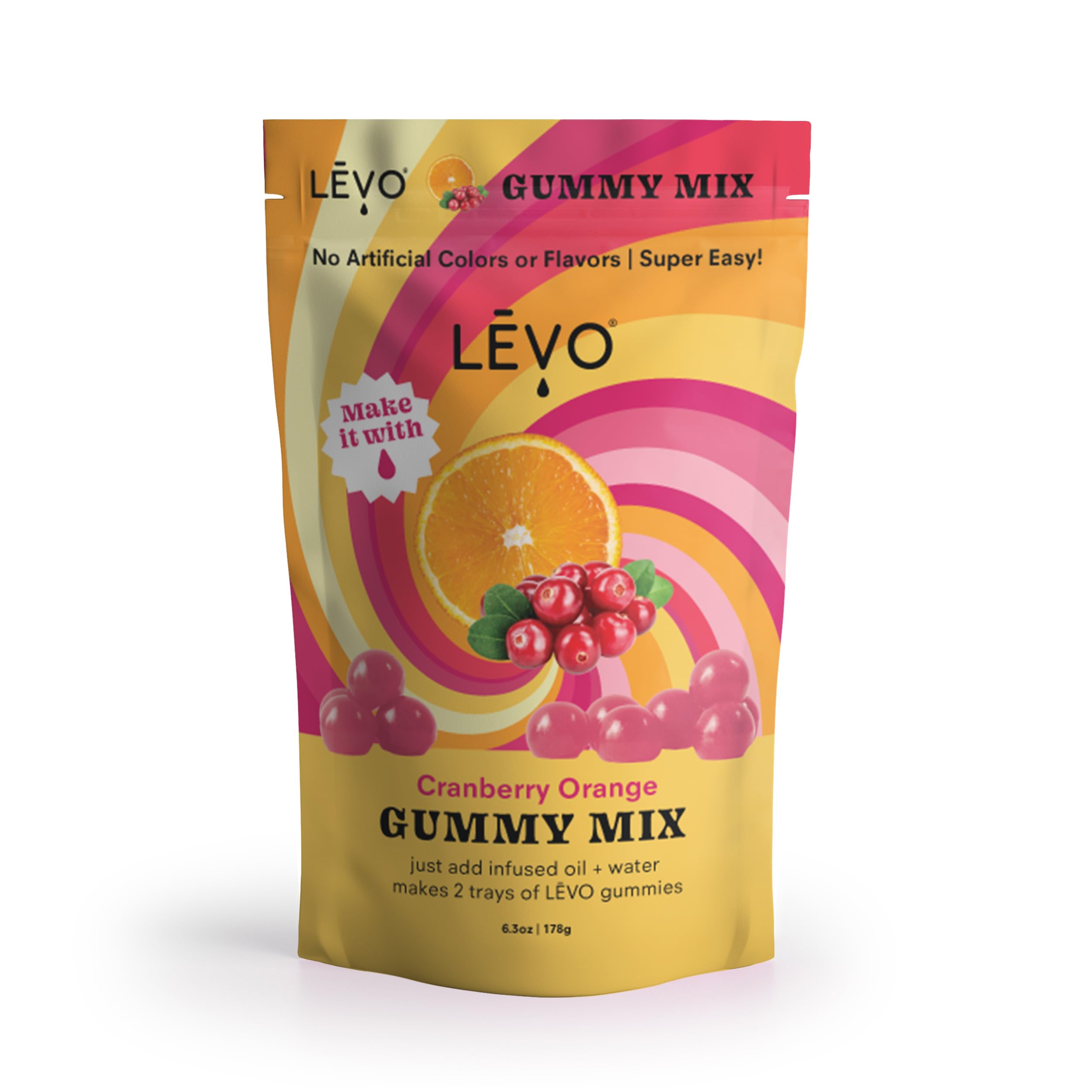 LEVO close-up of cranberry orange powder texture, highlighting smooth mix and easy dissolving