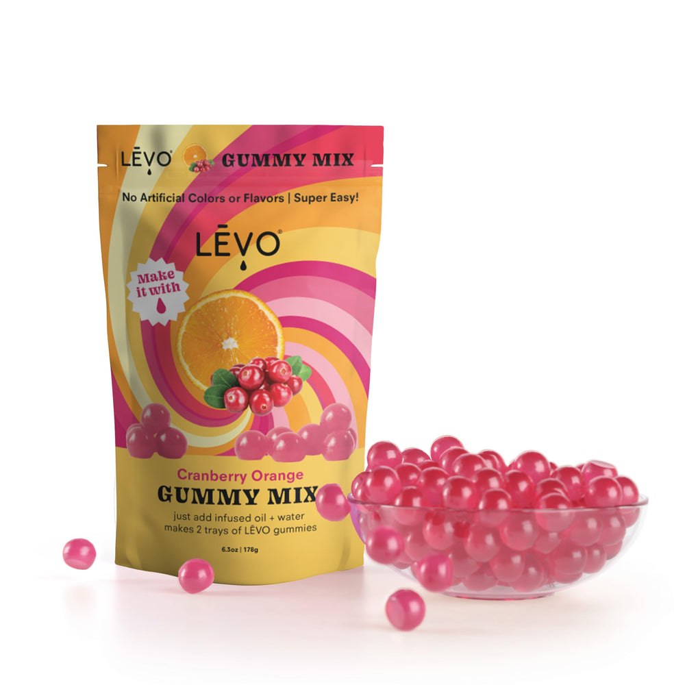 LEVO finished cranberry orange gummies on plate, ready-to-serve and visually appealing