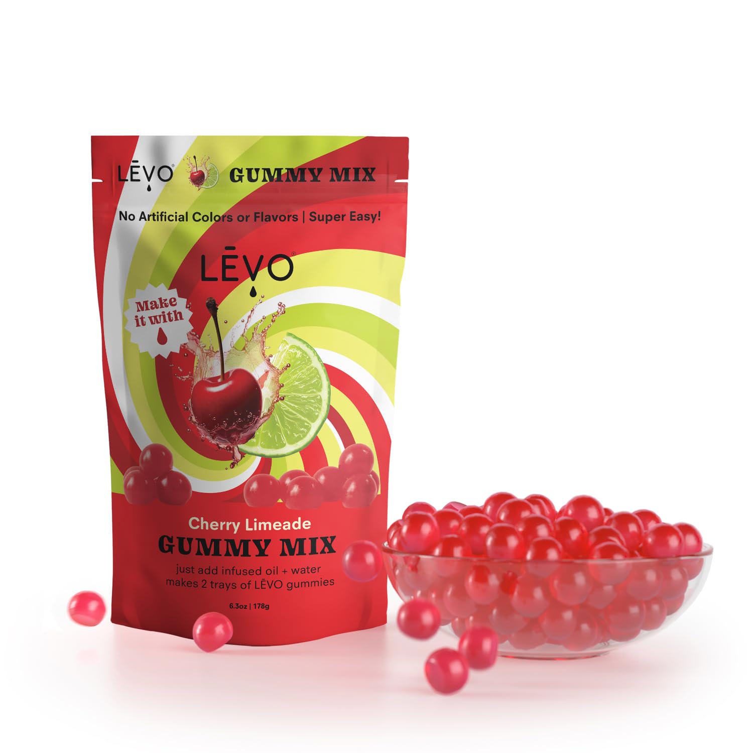 LEVO Gummy Mix Cherry Limeade pack-front image showing easy at-home gummy starter