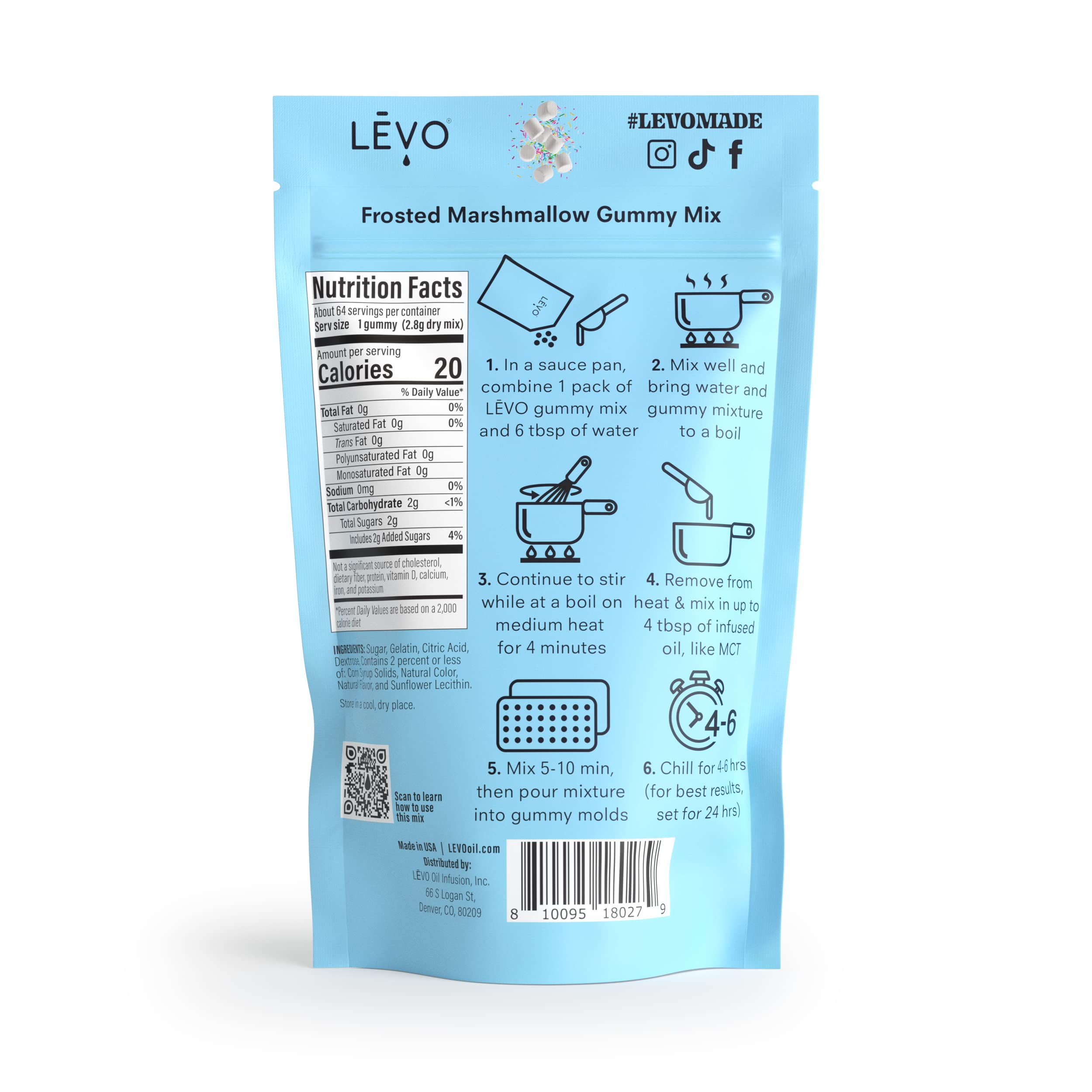LEVO Gummy Mix Frosted Marshmallow mold-ready setup with two spherical molds.