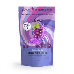 LEVO Gummy Mix grape soda bottle pour shows easy infusion setup and flavor potential