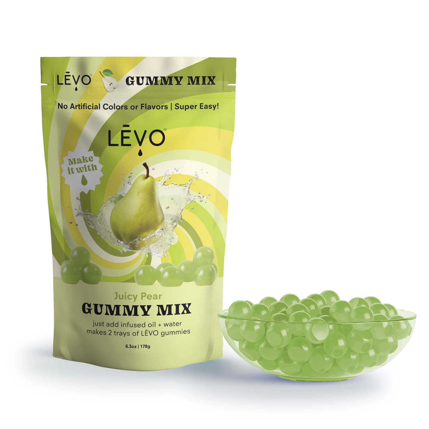 LEVO gummies beside a coin for scale showing portion size and count