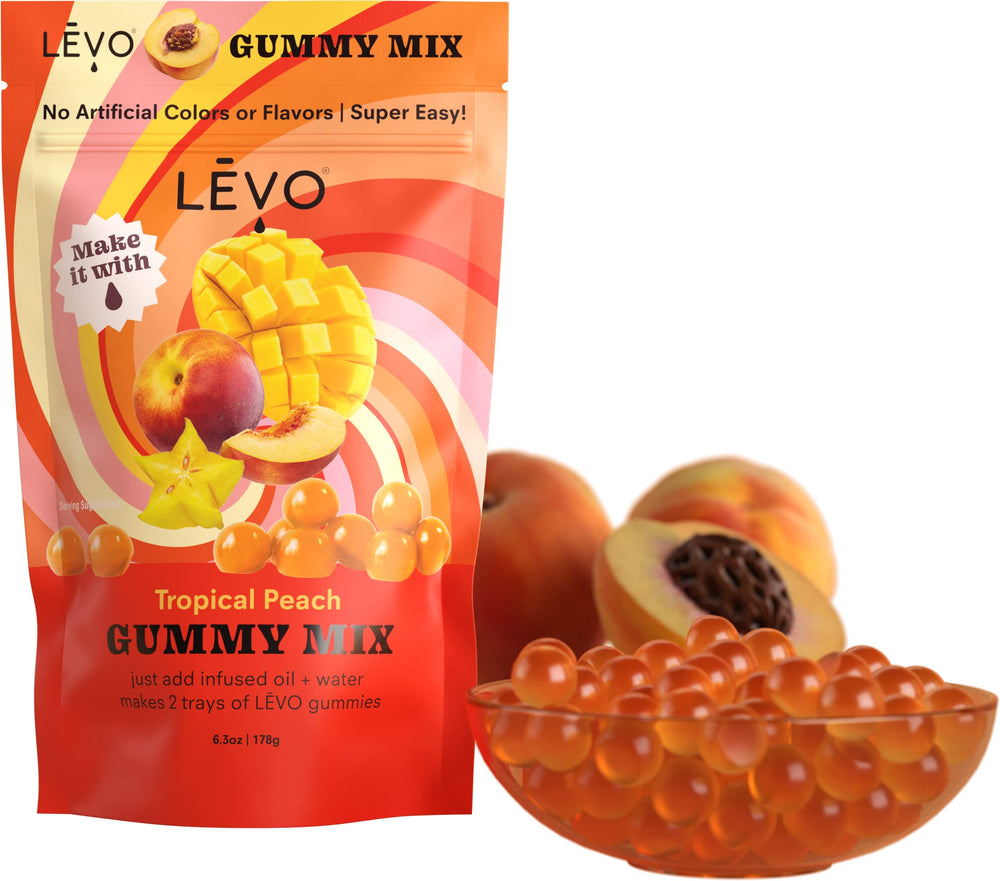LEVO Gummy Mix Tropical Peach bag for making personalized, flavorful gummies at home.