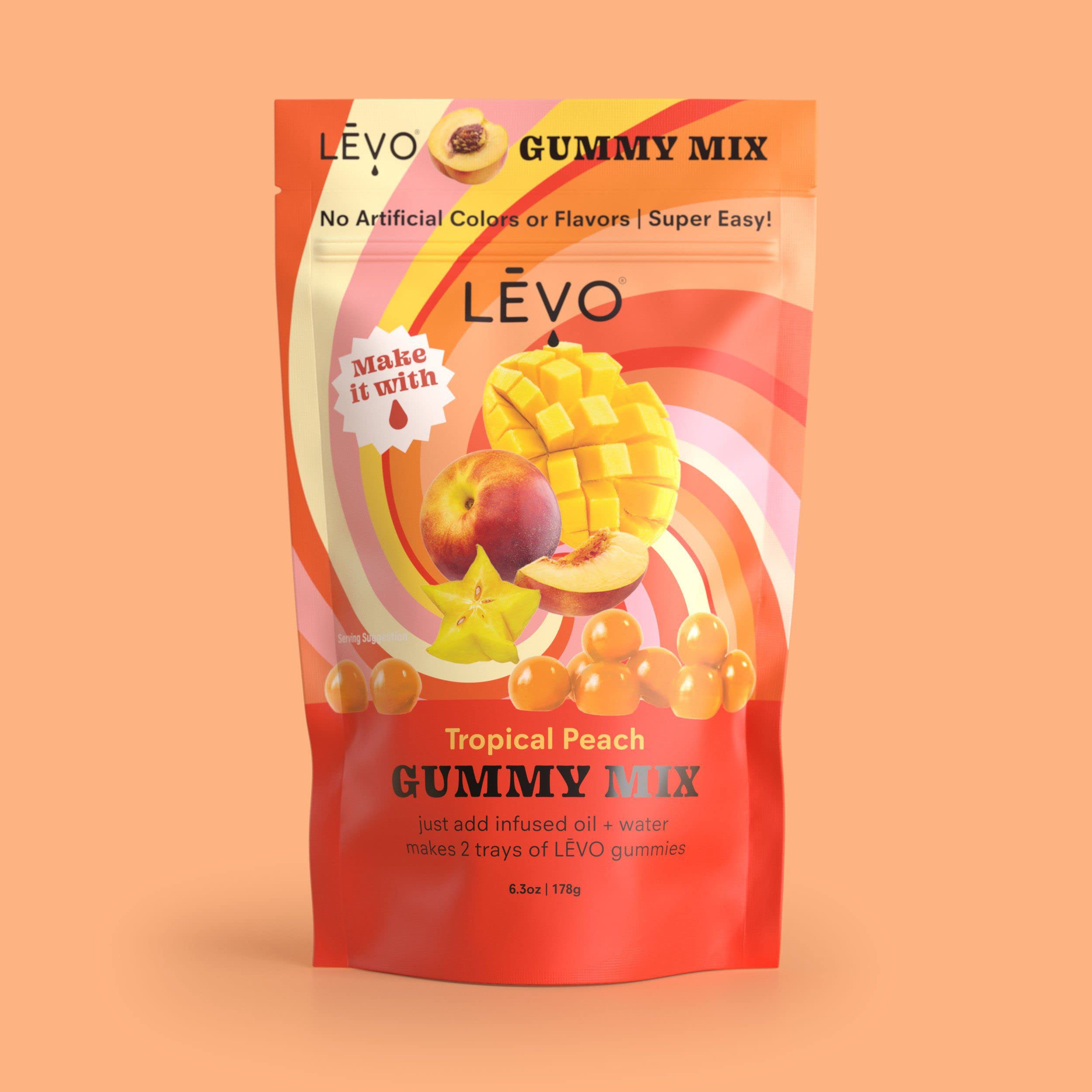 LEVO Gummy Mix Tropical Peach gummy molds ready for simple setting.