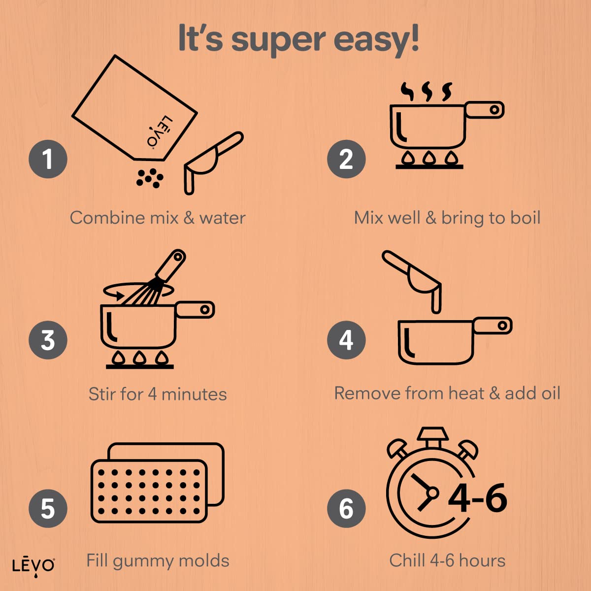 LEVO Gummy Mix Tropical Peach stirring action for smooth infusion prep.