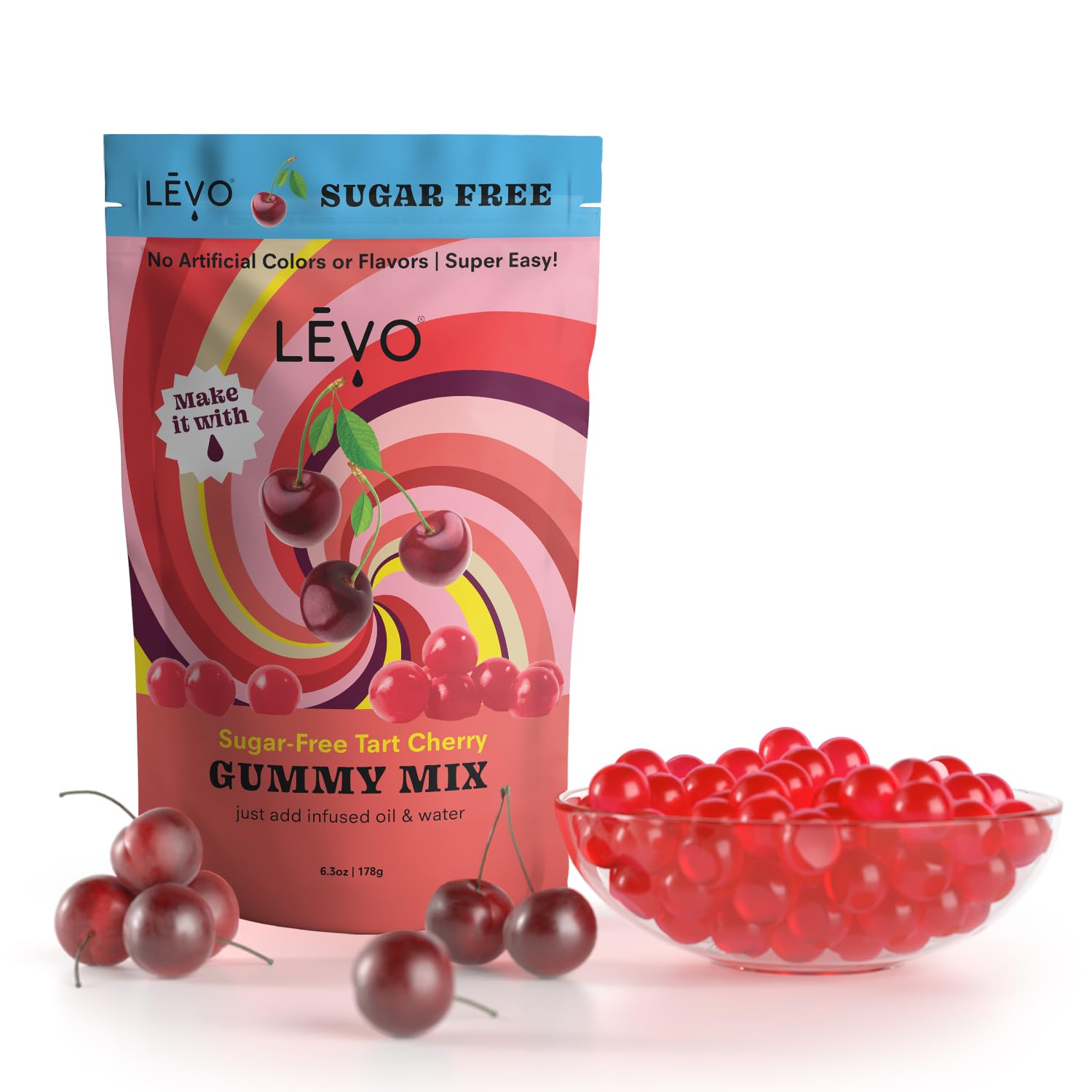 LEVO close-up of sugar-free tart cherry powder texture for easy dissolving