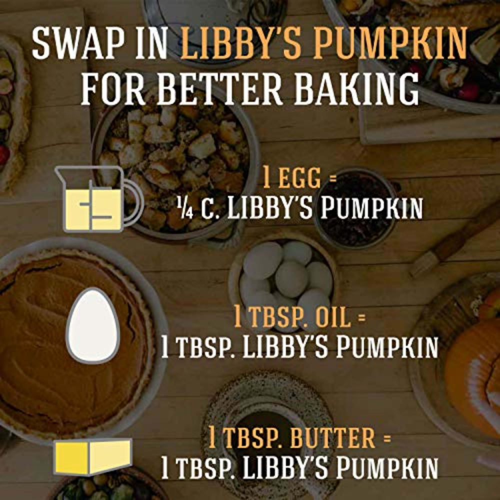 Open Libby’s pumpkin can closeup prepared for quick pie or batter.