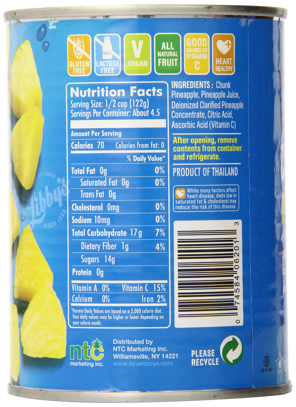 Libby's pineapple chunks in a bowl atop salad, brand freshness and ready-to-eat