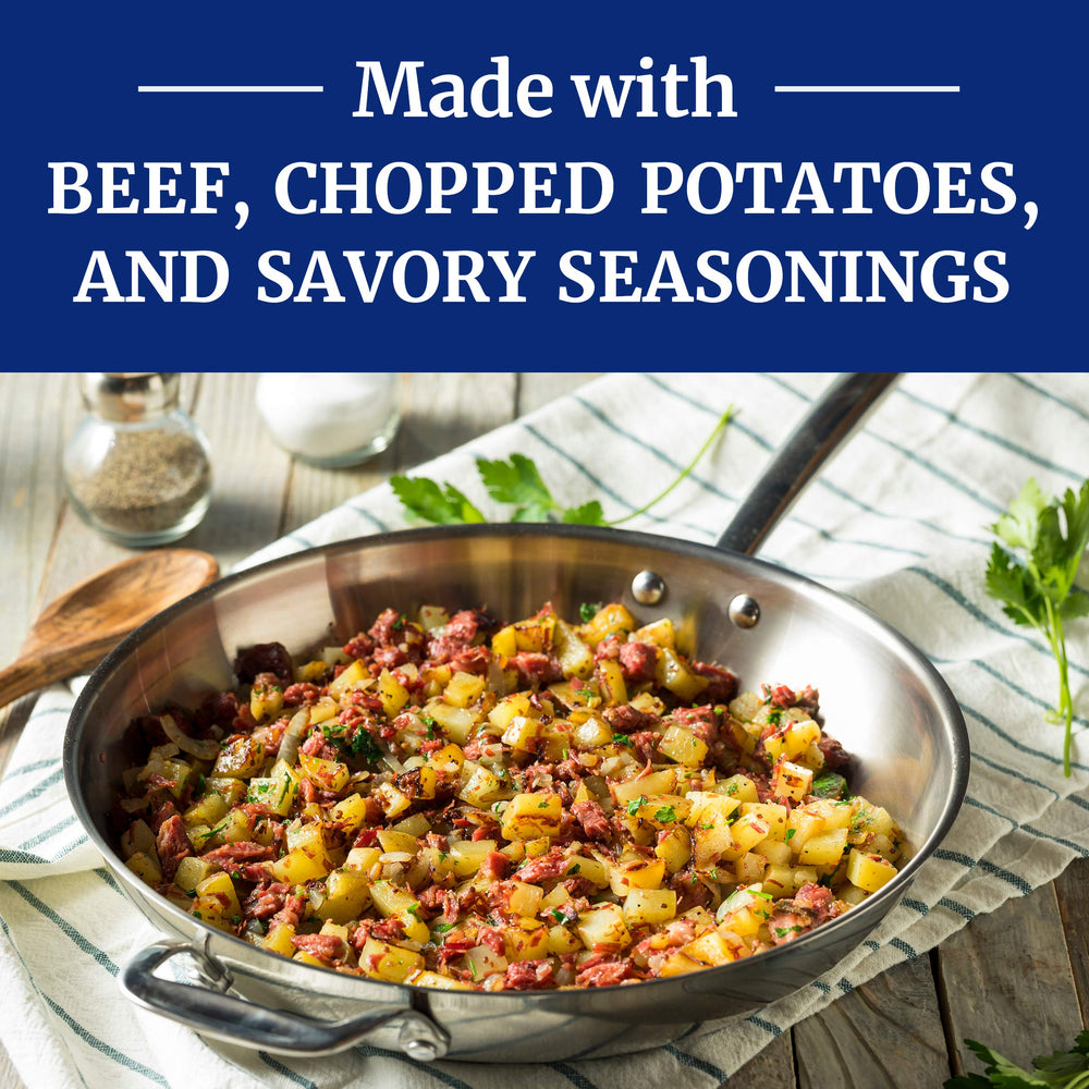 Libby's close-up of hash texture showing diced potatoes and savory beef