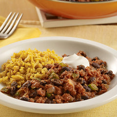 Libby's corned beef hash plated with eggs offering protein-packed breakfast