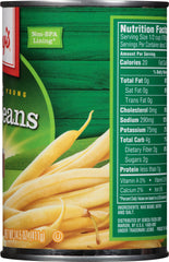 Libby's open can showing drained wax beans ready to serve for quick meals