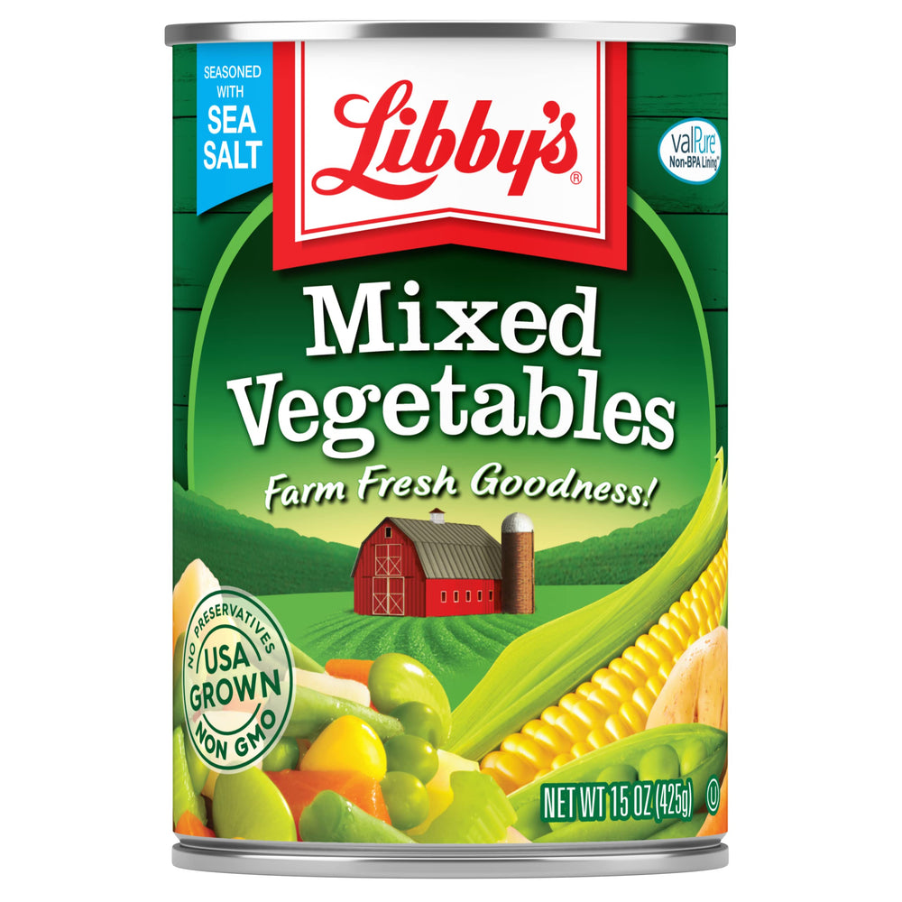 Libby’s Mixed Vegetables corn, green beans and peas, versatile for soups and stews