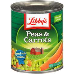 Libby's front can view showing peas and carrots, convenient quick side