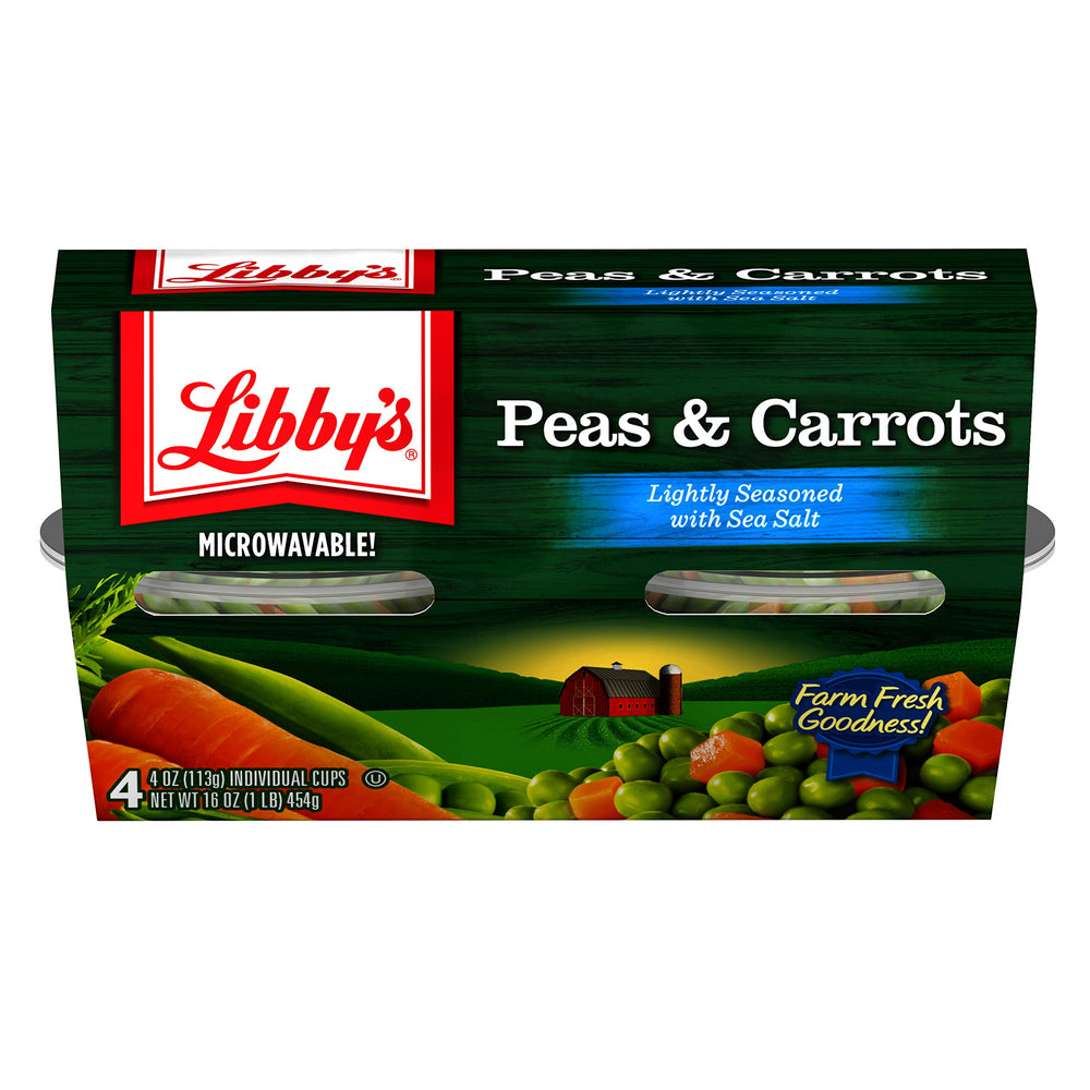 Libby's front packaging showing peas and pack details for quick use