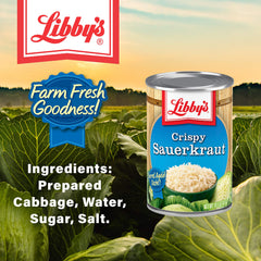 Libby's open can showing shredded sauerkraut texture and crunchy appeal