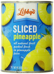 Libby's sliced pineapple front can view showing label and portion convenience
