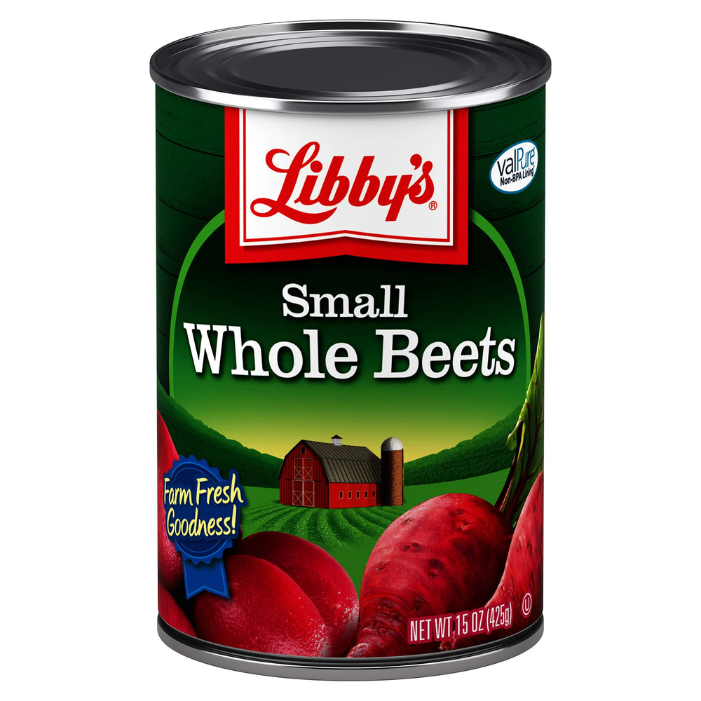 Libby's front can view showing label and vibrant beets, convenient pantry staple