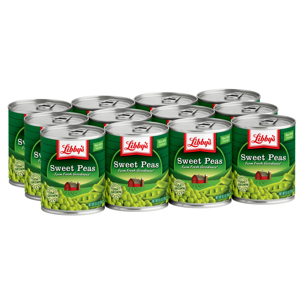 Libby's open can with bright peas showing fresh ready-to-eat use