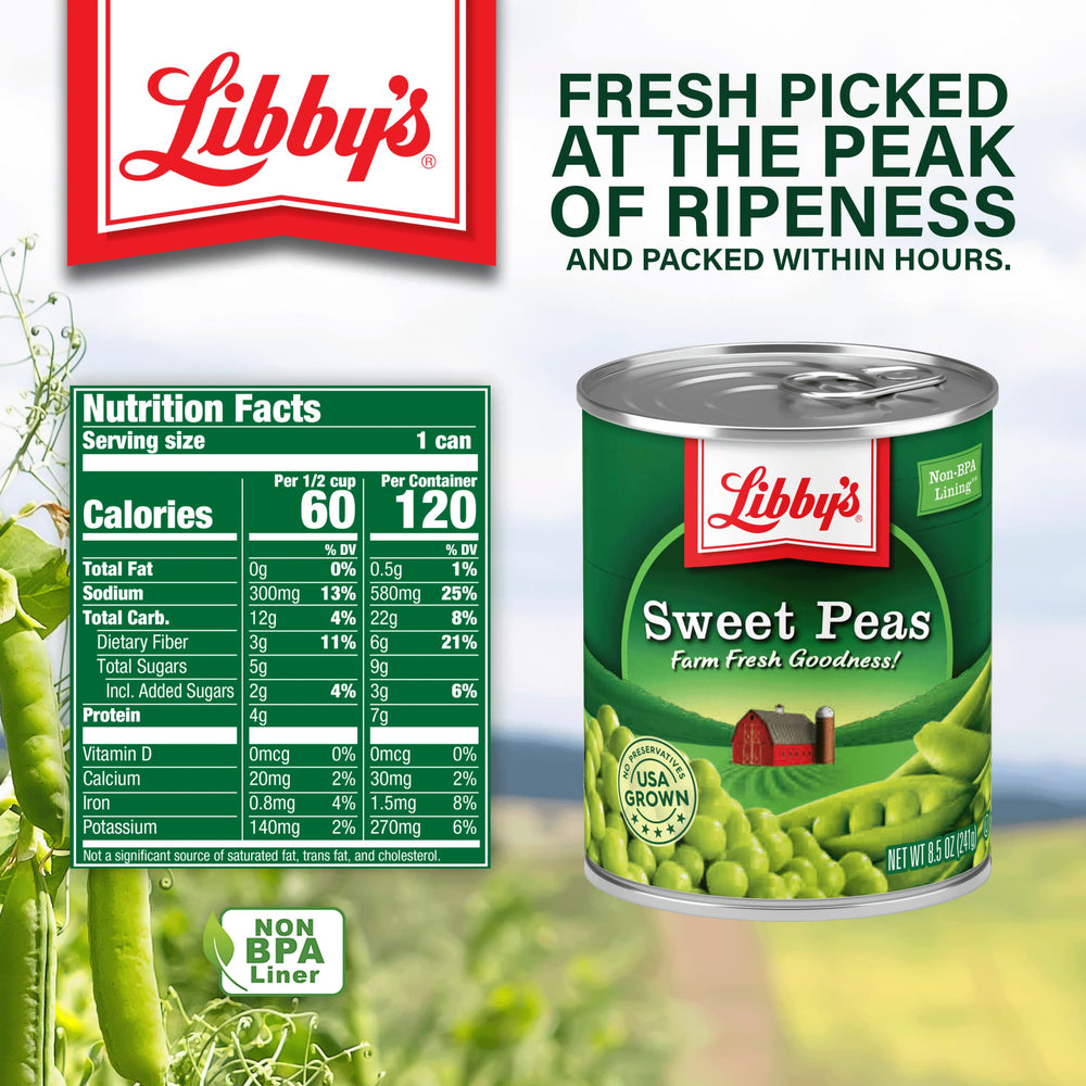 Libby's peas added to a green salad for color and sweetness