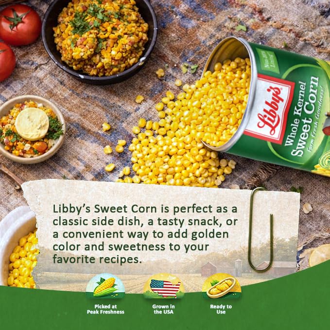 Libby’s USA-grown corn reflects prime Midwest farms for dependable flavor and texture.