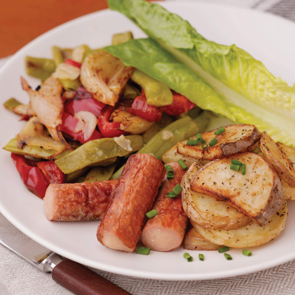 Libby's sausages warming in skillet, quick hot snack preparation benefit