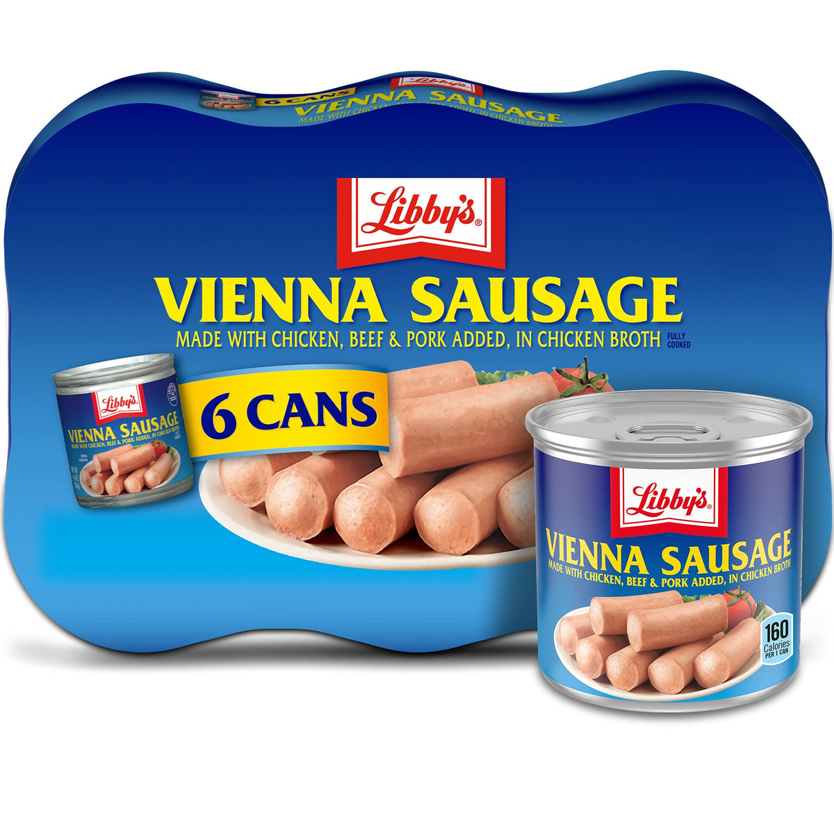 Libby's Vienna sausages six-pack cans, ideal for quick pantry snacks