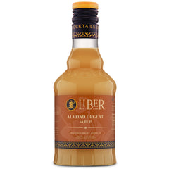 Liber & Co. Almond Orgeat bottle close-up highlighting almond richness for Mai Tais.