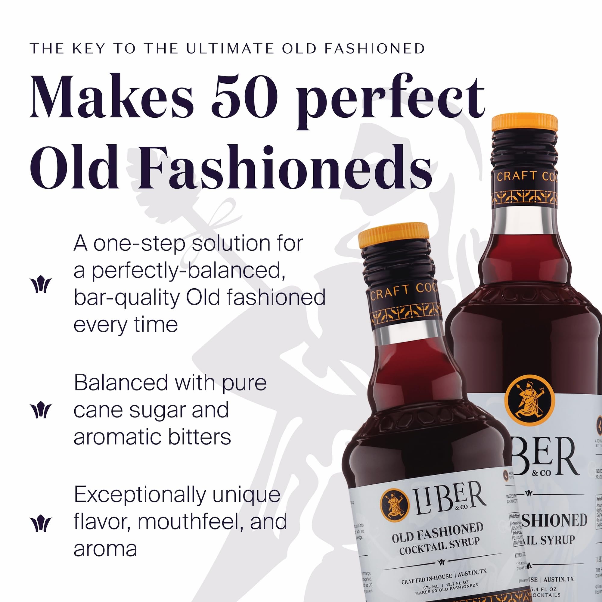 Liber & Co. Old Fashioned Mix being poured for a restaurant-quality drink at home.