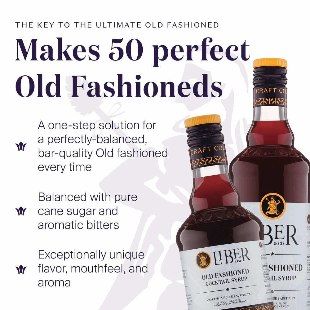 Liber & Co. Old Fashioned Mix being poured for a restaurant-quality drink at home.