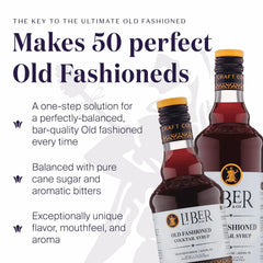 Liber & Co. Old Fashioned Mix being poured for a restaurant-quality drink at home.