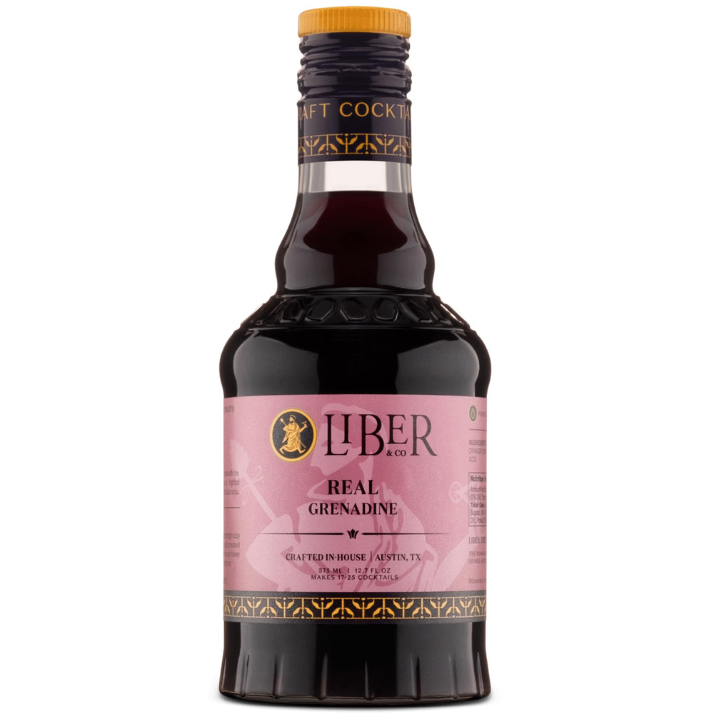 Liber & Co. Real Grenadine hero bottle, rich color ideal for cocktails.